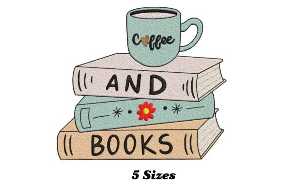 Coffee and Books: A Cozy Embroidery Design for Personalized Gifts