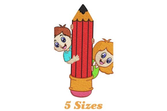Pencil with Boys and Girls Embroidery Design Review